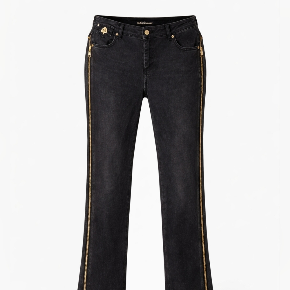 Dereon Gold Side Zipper Jeans, Size 18W